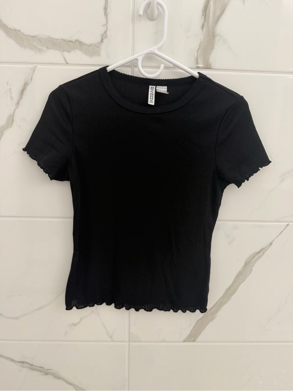 H & M Black Ribbed Short Sleeve Tee -